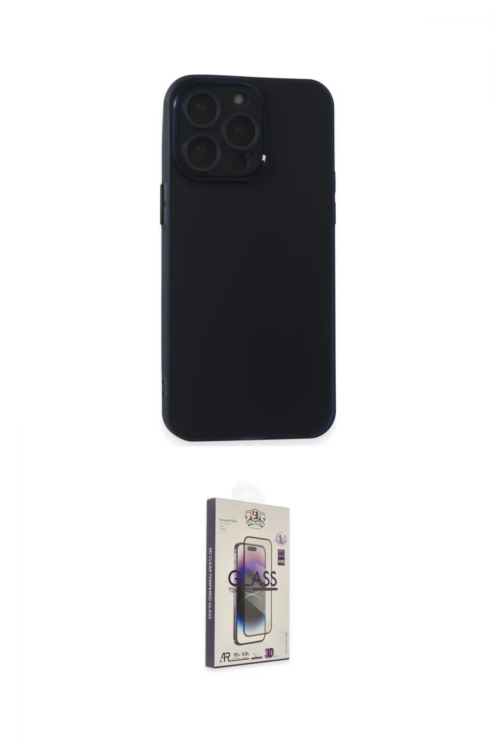 ieg™ iPhone 15 Pro Kılıf Atlas Minimal Prime - Siyah Bilvis 3D Cam Ekran Koruyucu