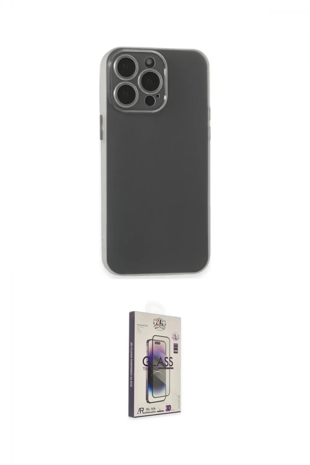 ieg™ iPhone 15 Pro Kılıf Atlas Minimal Prime - Siyah Bilvis 3D Cam Ekran Koruyucu