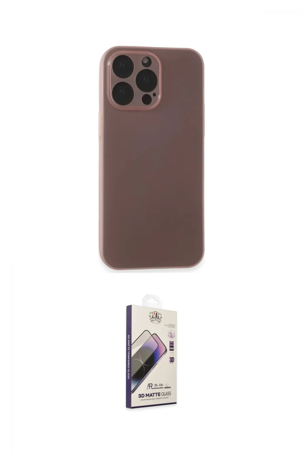 ieg™ iPhone 15 Pro Kılıf Atlas Minimal Prime - Siyah Bilvis 3D Mat Cam Ekran Koruyucu