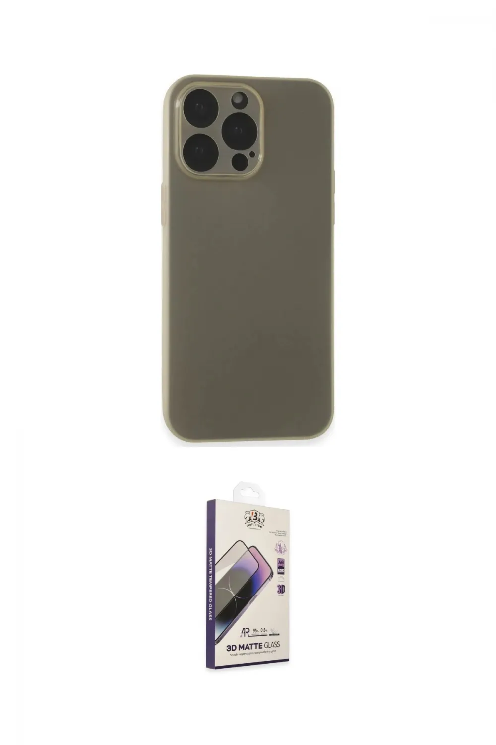 ieg™ iPhone 15 Pro Kılıf Atlas Minimal Prime - Siyah Bilvis 3D Mat Cam Ekran Koruyucu