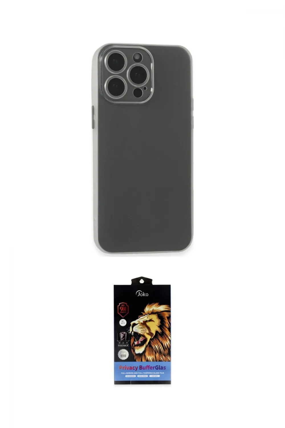 ieg™ iPhone 15 Pro Kılıf Atlas Minimal Prime - Siyah Buffer Hayalet Cam Ekran Koruyucu