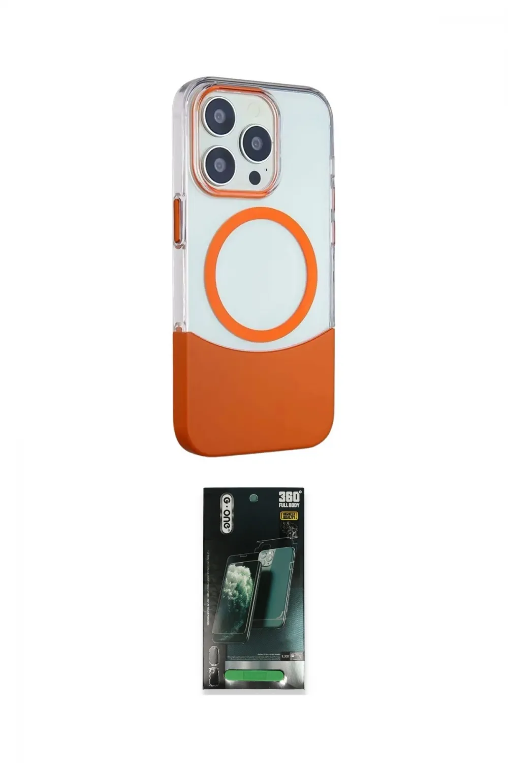 ieg™ iPhone 15 Pro Kılıf Çekirdek Asil Özel Seri - Şeffaf 360 Full Body Arka Koruyucu