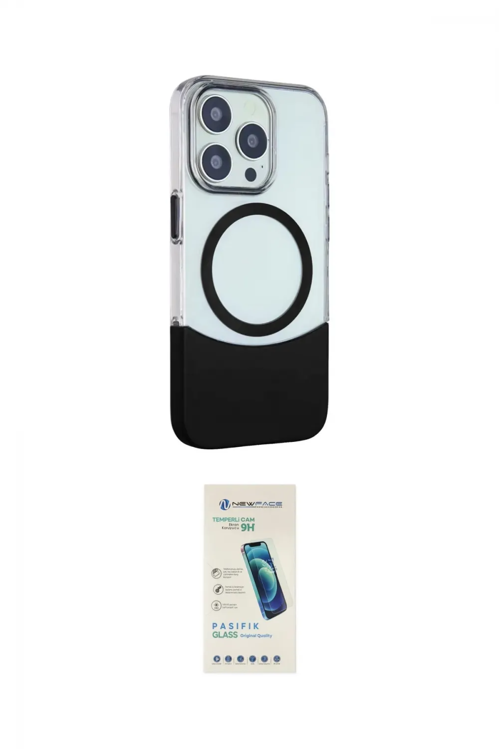 ieg™ iPhone 15 Pro Kılıf Çekirdek Asil Özel Seri - Şeffaf Pasifik Cam Ekran Koruyucu