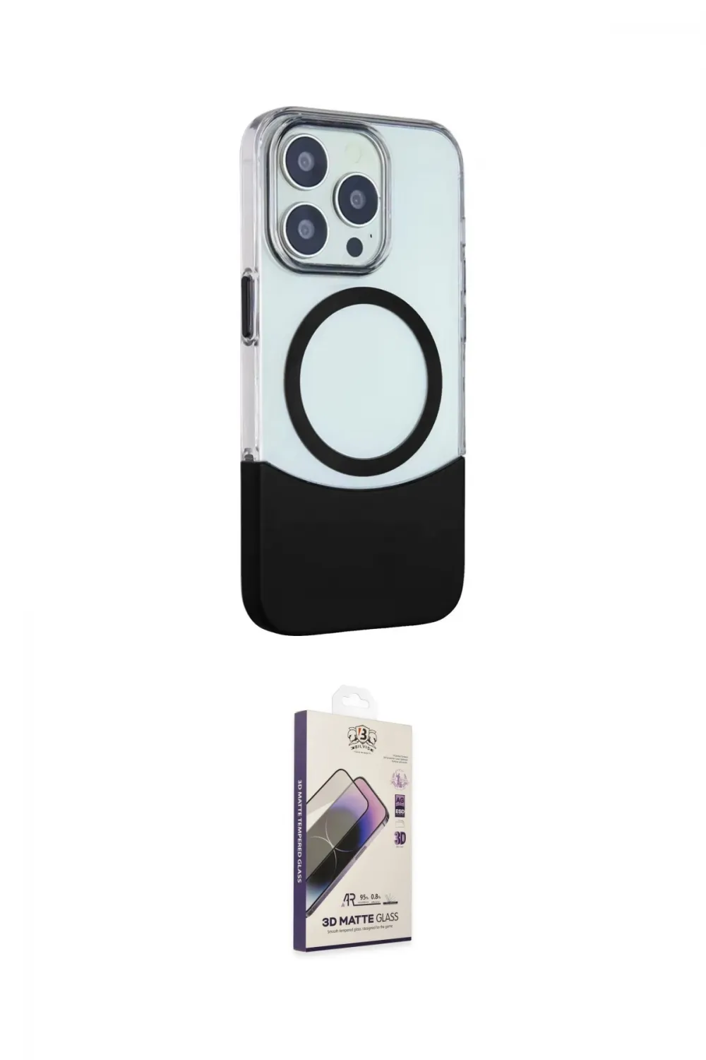 ieg™ iPhone 15 Pro Kılıf Çekirdek Asil Özel Seri - Siyah Bilvis 3D Mat Cam Ekran Koruyucu
