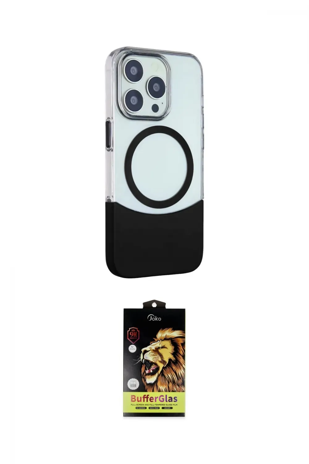 ieg™ iPhone 15 Pro Kılıf Çekirdek Asil Özel Seri - Siyah Buffer Cam Ekran Koruyucu