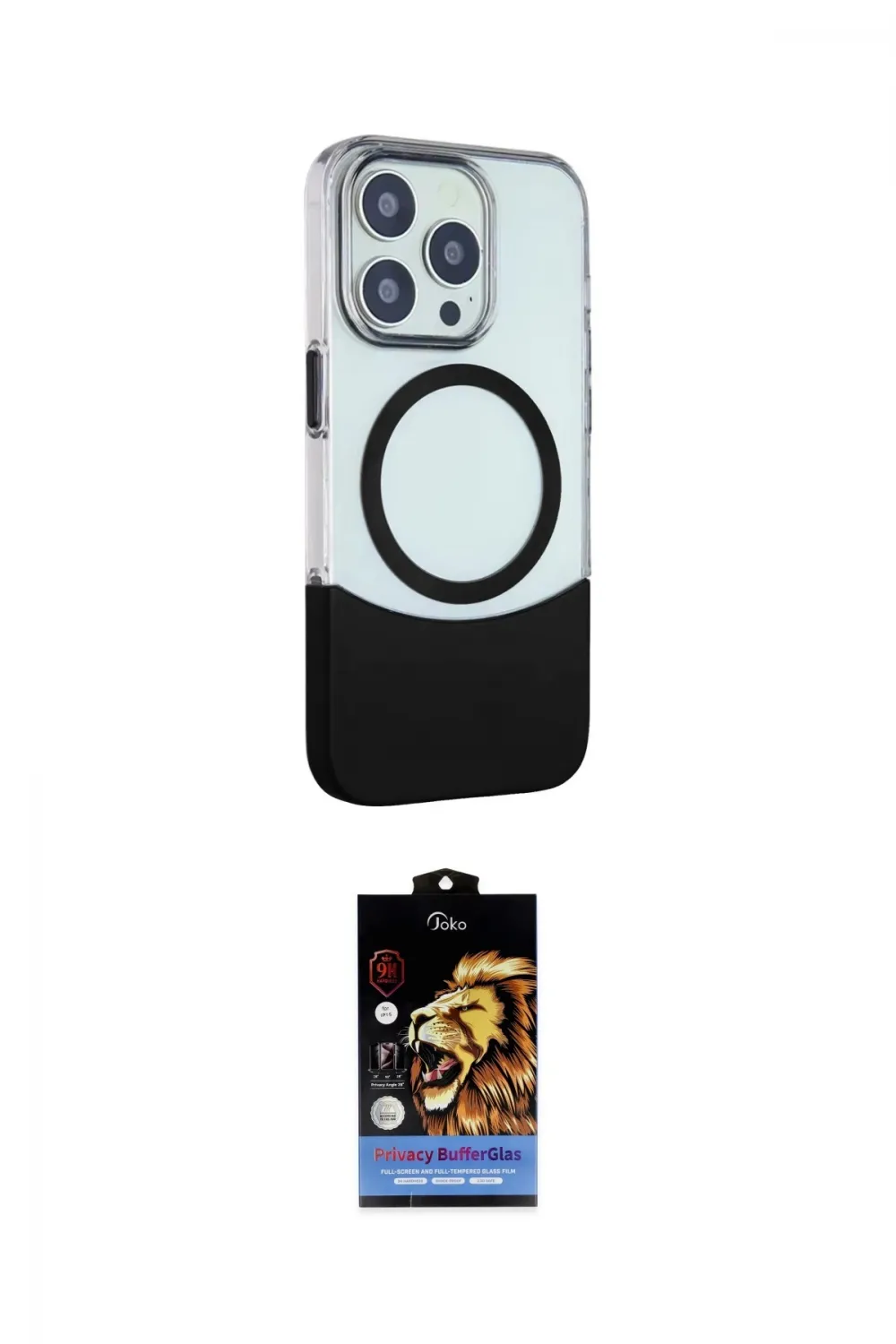 ieg™ iPhone 15 Pro Kılıf Çekirdek Asil Özel Seri - Siyah Buffer Hayalet Cam Ekran Koruyucu