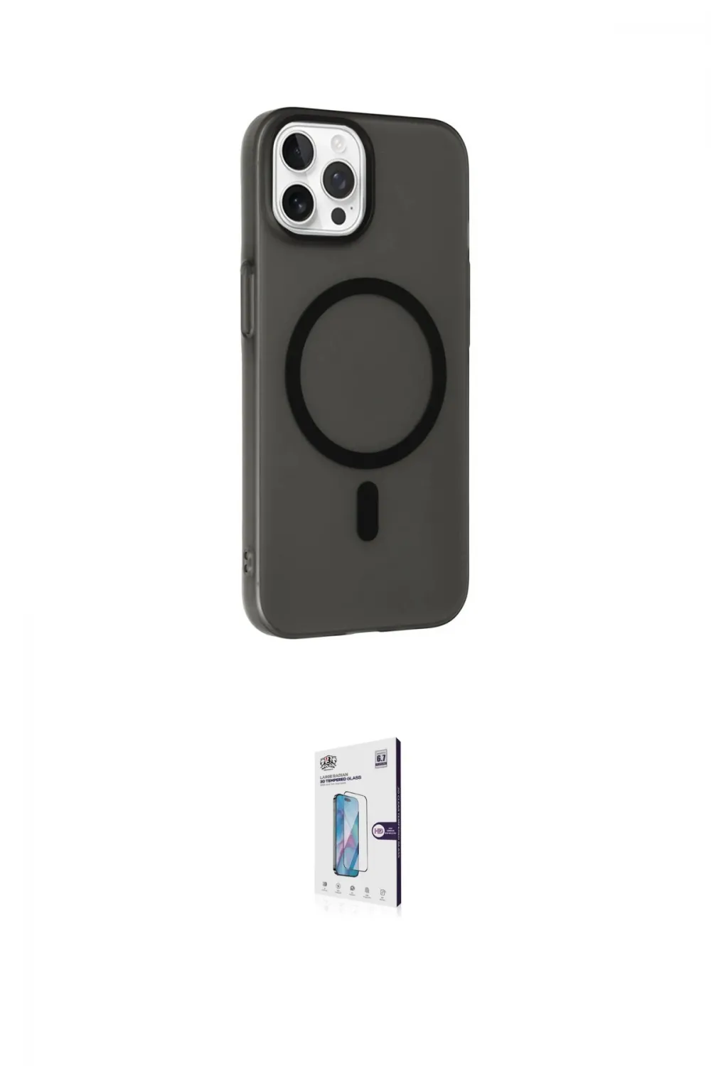 ieg™ iPhone 15 Pro Kılıf Çekirdek Modern Prime - Siyah Bilvis 0.18mm Plus Cam Ekran Koruyucu
