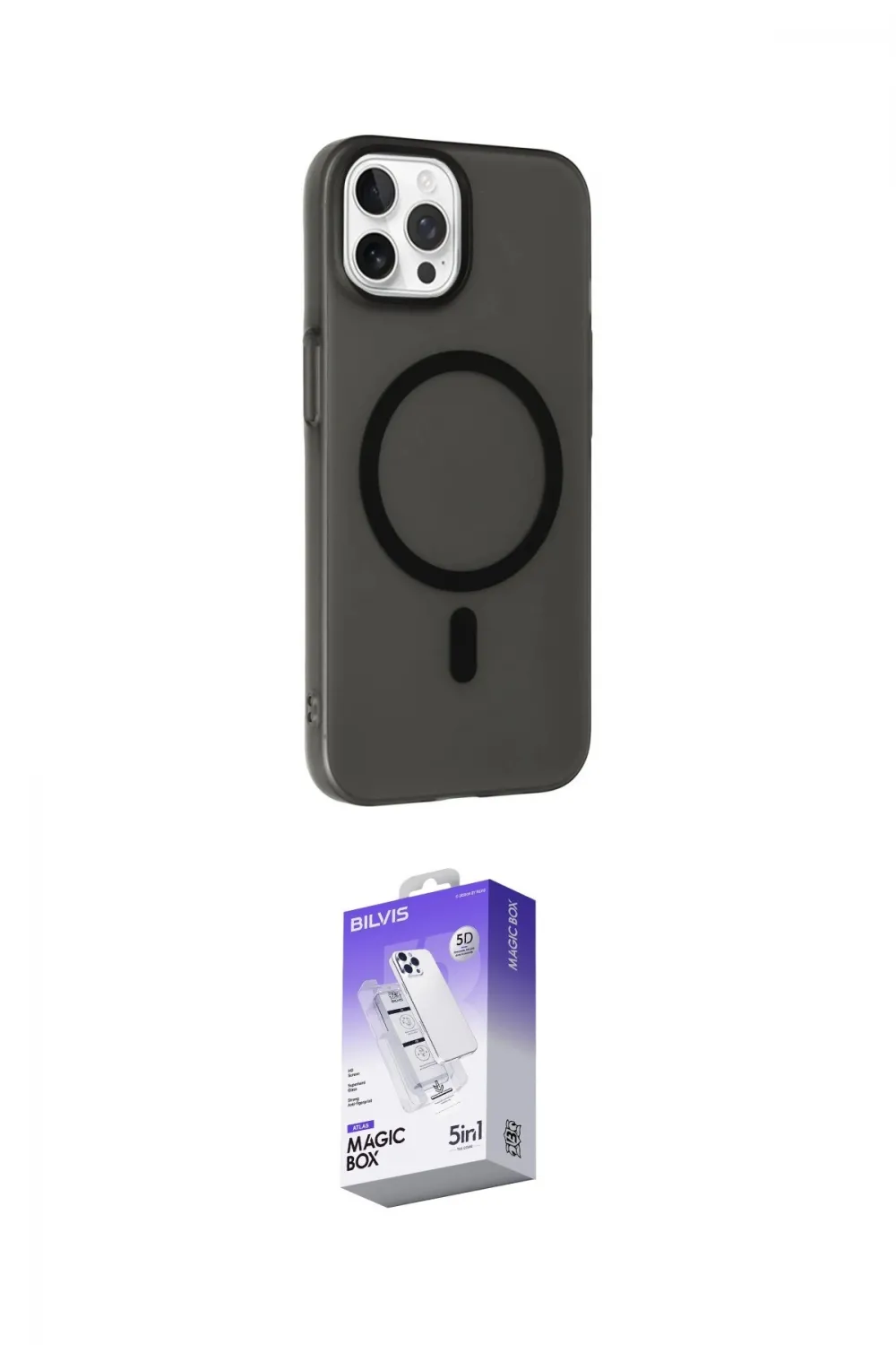ieg™ iPhone 15 Pro Kılıf Çekirdek Modern Prime - Siyah Bilvis 5in1 3D Magic Cam Ekran Koruyucu