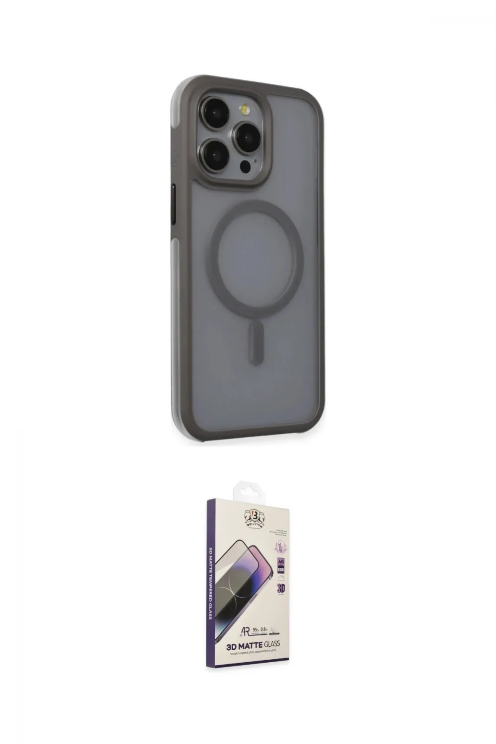 ieg™ iPhone 15 Pro Kılıf Çekirdek Yansıma Prime - Siyah Bilvis 3D Mat Cam Ekran Koruyucu