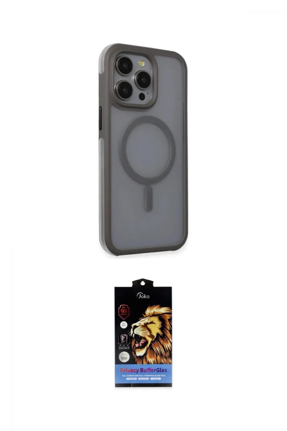 ieg™ iPhone 15 Pro Kılıf Çekirdek Yansıma Prime - Siyah Buffer Hayalet Cam Ekran Koruyucu