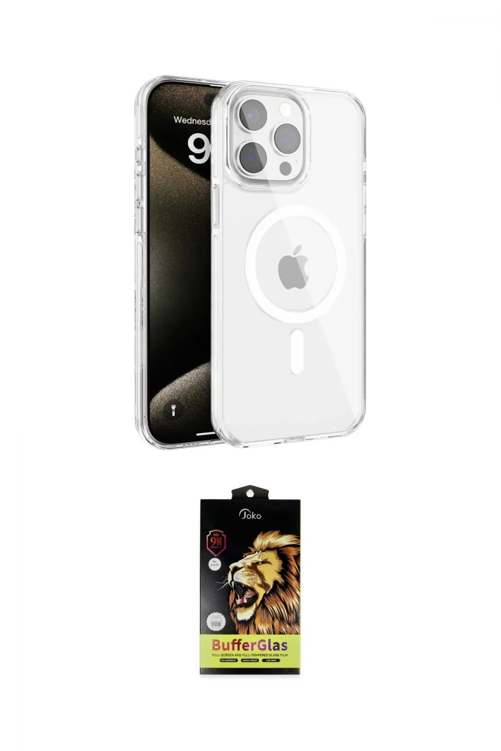 ieg™ iPhone 15 Pro Kılıf Doruk Doku Özel Seri - Siyah Buffer Cam Ekran Koruyucu