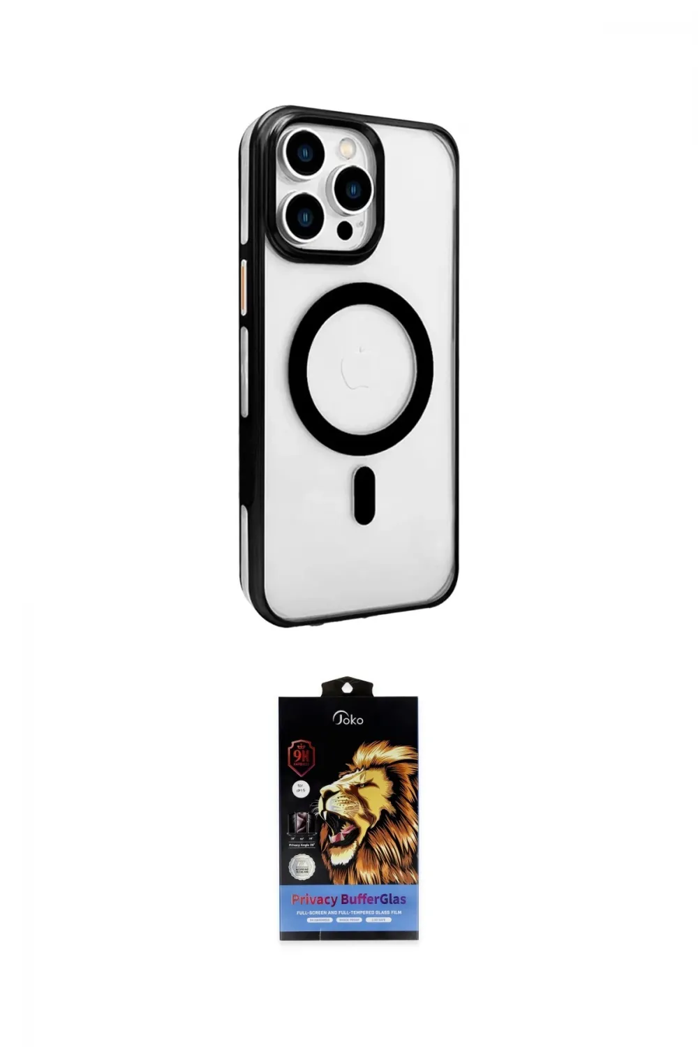 ieg™ iPhone 15 Pro Kılıf Doruk Doku Özel Seri - Siyah Buffer Hayalet Cam Ekran Koruyucu