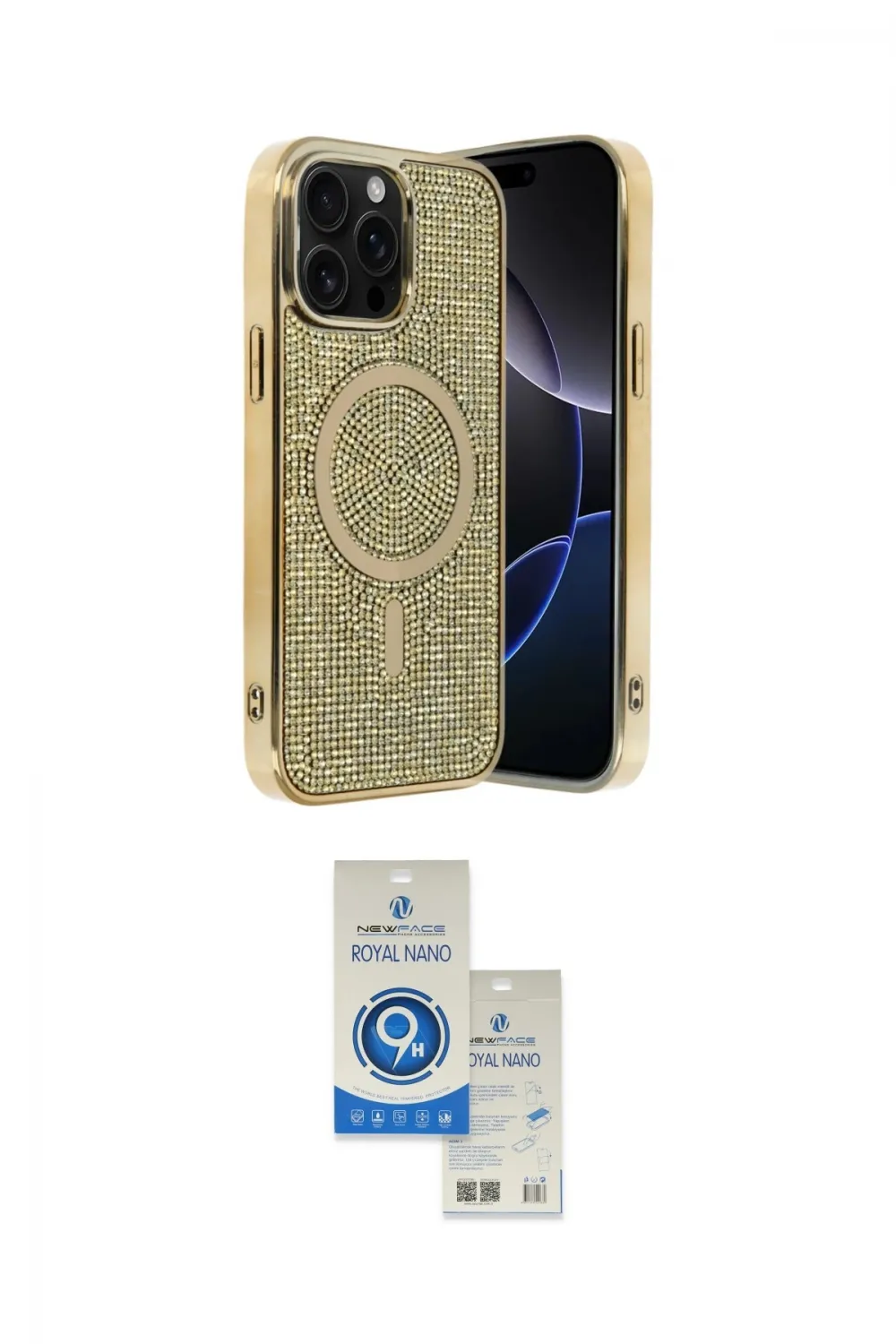 ieg™ iPhone 15 Pro Kılıf Eksen Çizgi - Şeffaf Royal Nano Ekran Koruyucu