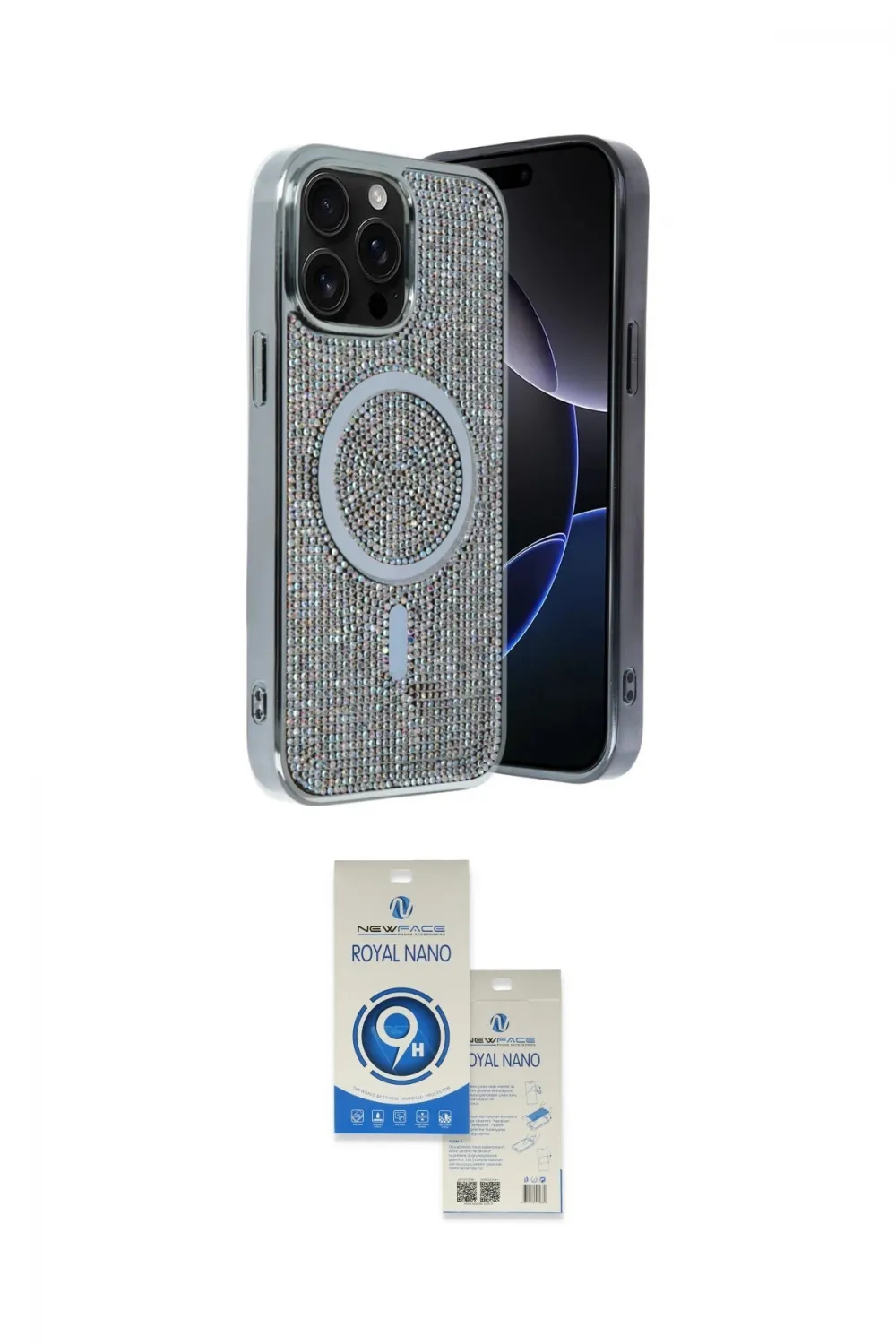 ieg™ iPhone 15 Pro Kılıf Eksen Çizgi - Şeffaf Royal Nano Ekran Koruyucu