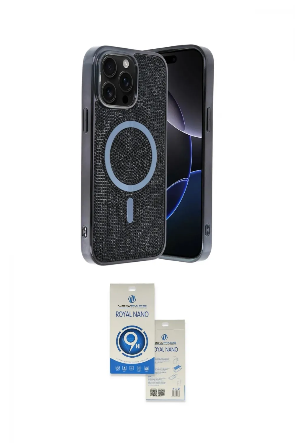 ieg™ iPhone 15 Pro Kılıf Eksen Çizgi - Şeffaf Royal Nano Ekran Koruyucu