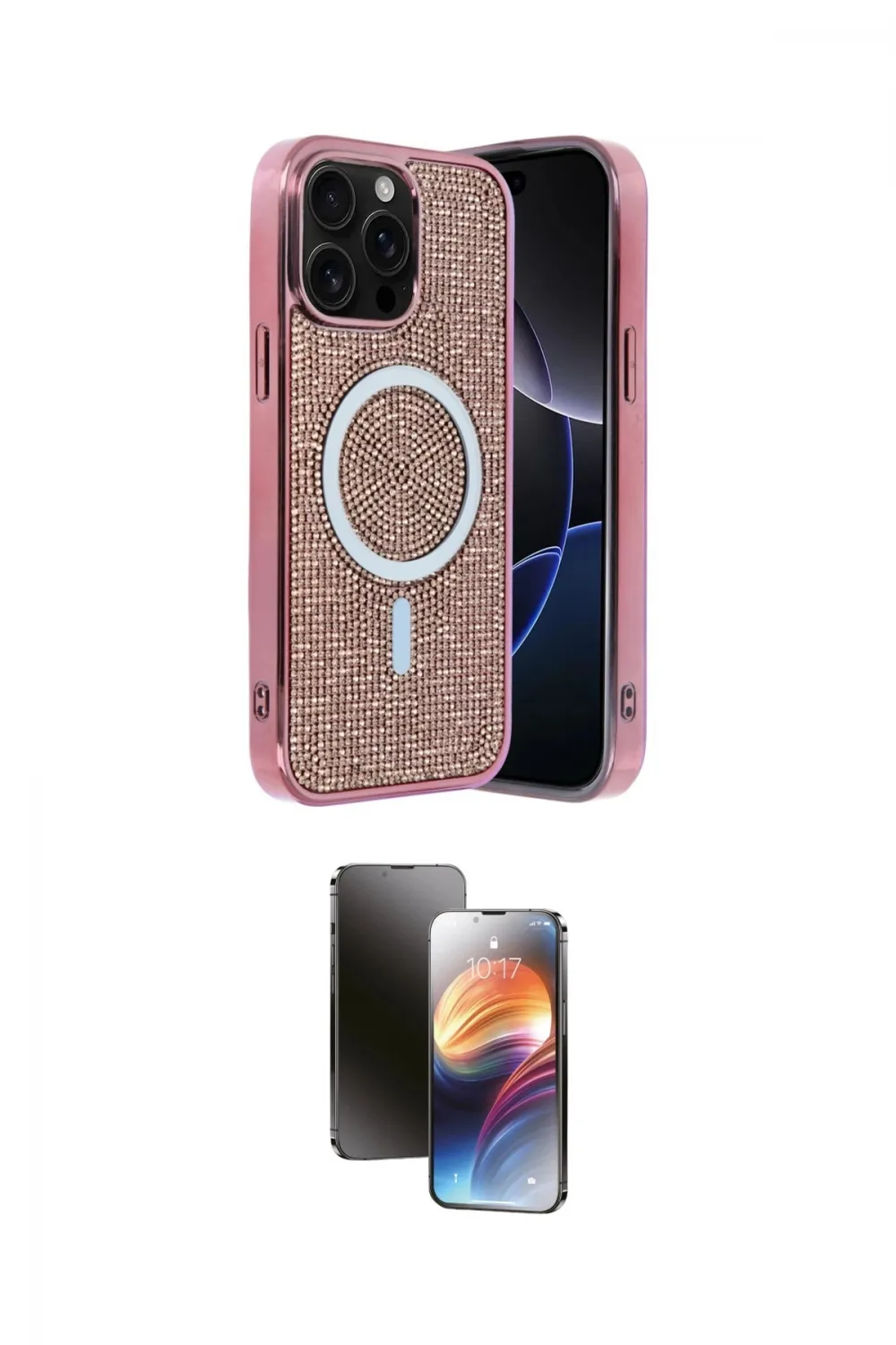 ieg™ iPhone 15 Pro Kılıf Eksen Çizgi - Siyah 3D Antistatik Mat Seramik Nano Ekran Koruyucu