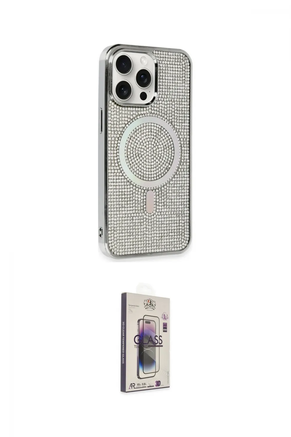 ieg™ iPhone 15 Pro Kılıf Eksen Çizgi - Siyah Bilvis 3D Cam Ekran Koruyucu