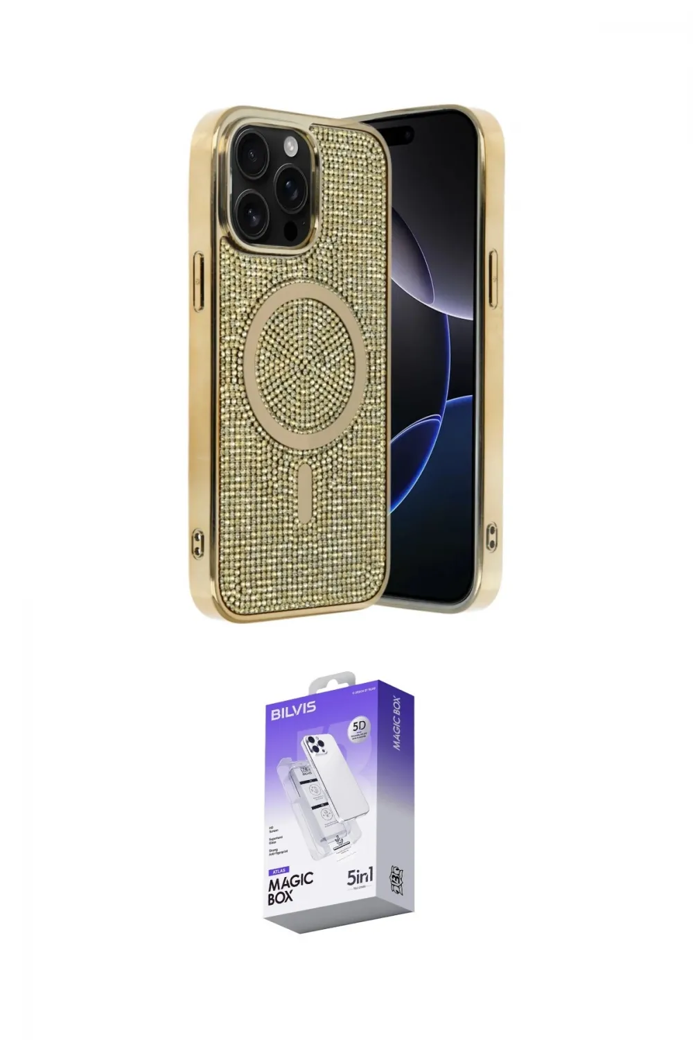 ieg™ iPhone 15 Pro Kılıf Eksen Çizgi - Siyah Bilvis 5in1 3D Magic Cam Ekran Koruyucu