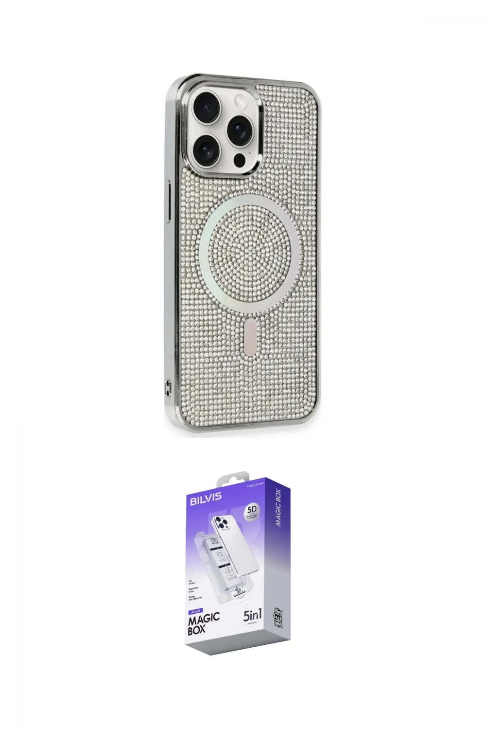 ieg™ iPhone 15 Pro Kılıf Eksen Çizgi - Siyah Bilvis 5in1 3D Magic Cam Ekran Koruyucu