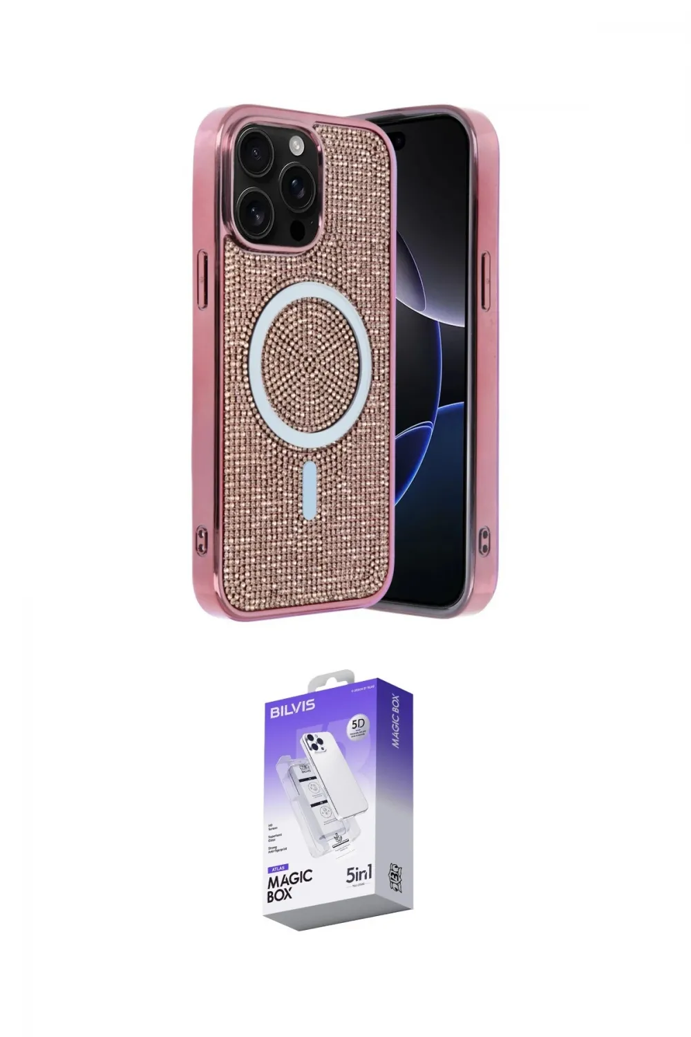 ieg™ iPhone 15 Pro Kılıf Eksen Çizgi - Siyah Bilvis 5in1 3D Magic Cam Ekran Koruyucu