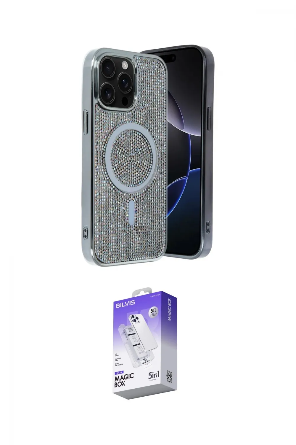 ieg™ iPhone 15 Pro Kılıf Eksen Çizgi - Siyah Bilvis 5in1 3D Magic Cam Ekran Koruyucu