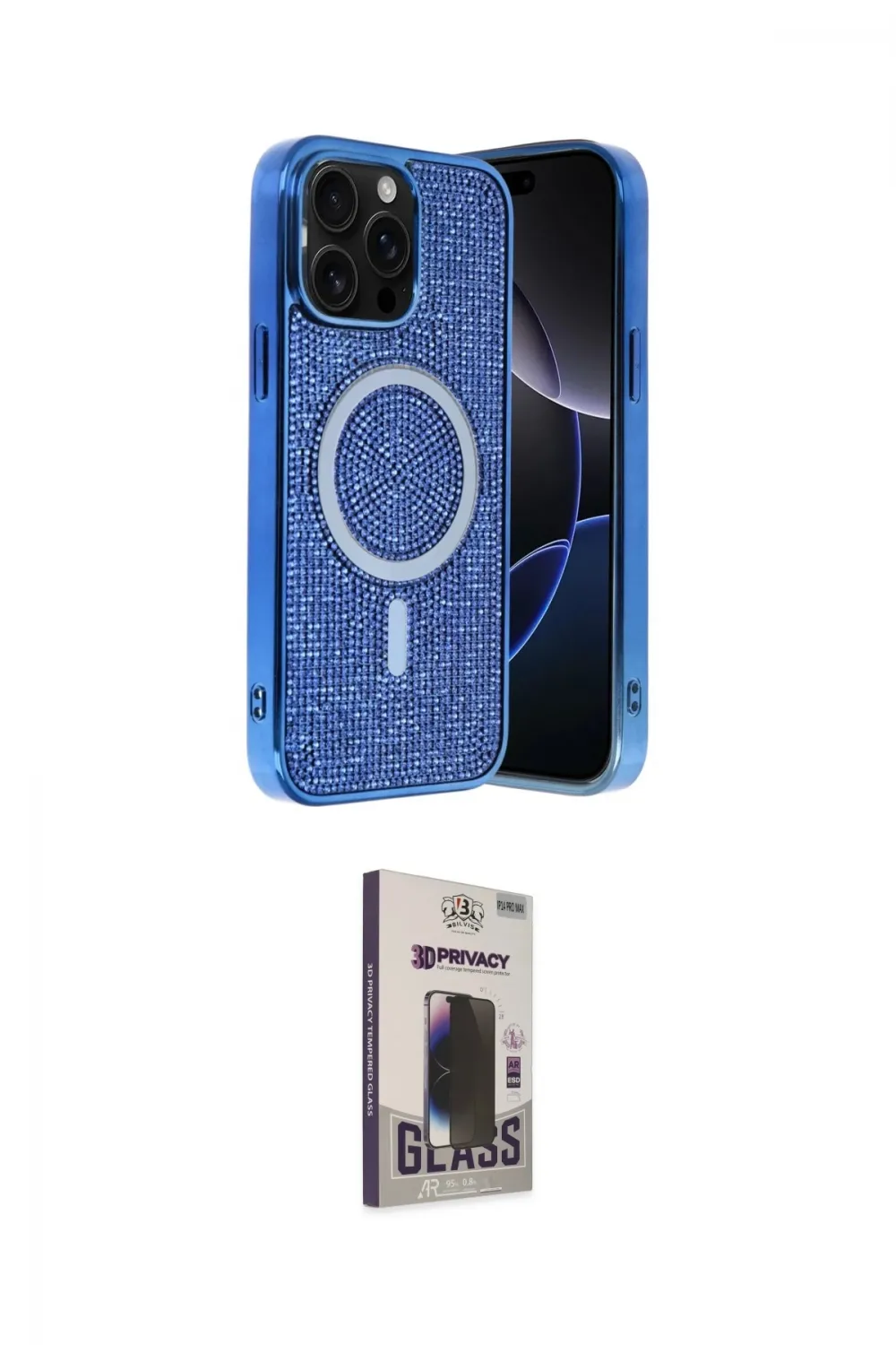ieg™ iPhone 15 Pro Kılıf Eksen Çizgi - Siyah Bilvis Hayalet Cam Ekran Koruyucu