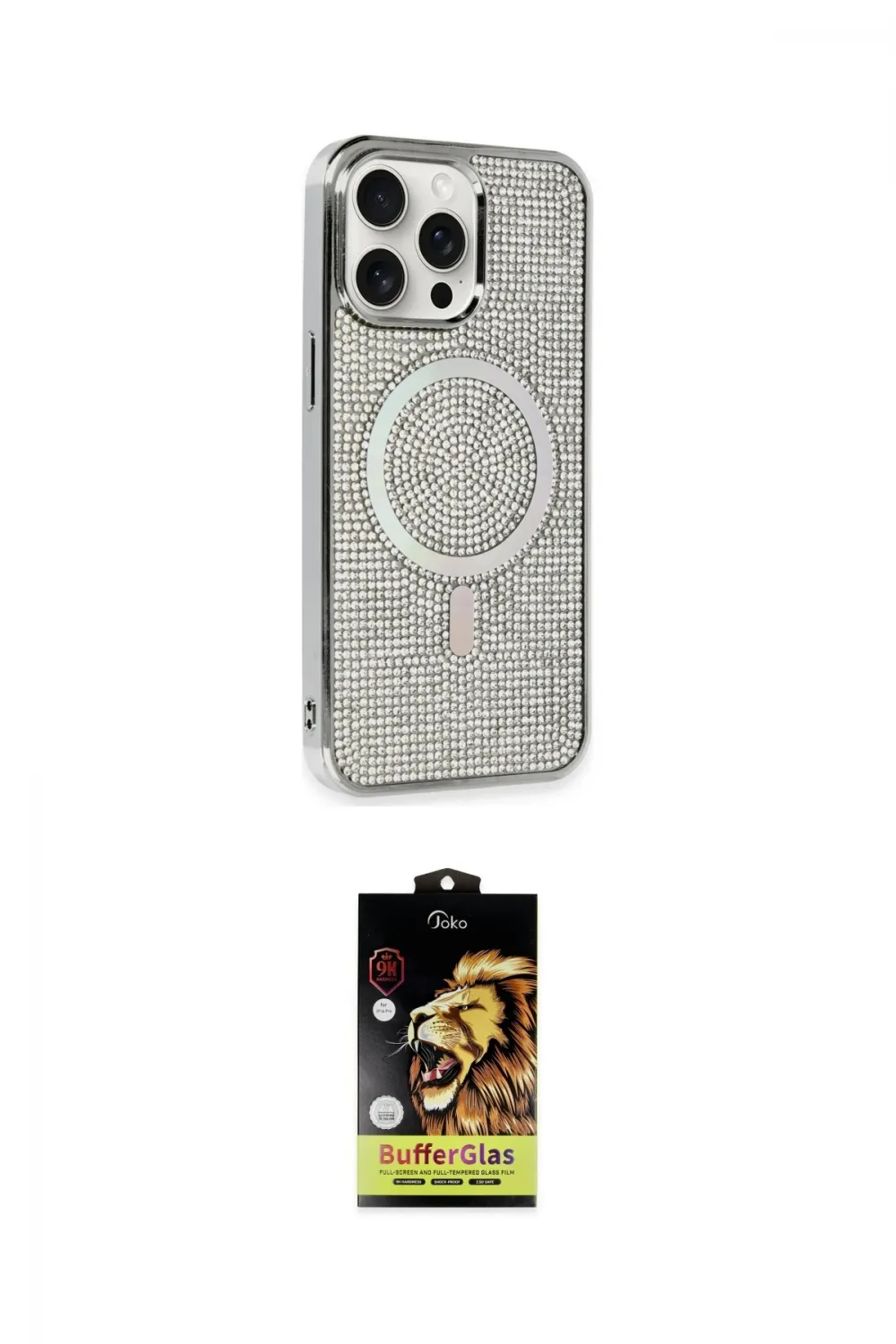 ieg™ iPhone 15 Pro Kılıf Eksen Çizgi - Siyah Buffer Cam Ekran Koruyucu