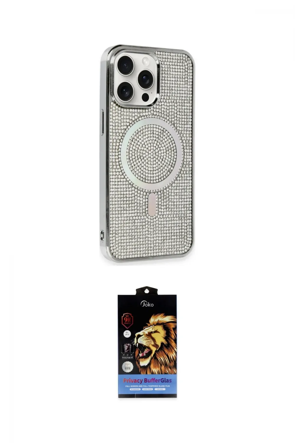 ieg™ iPhone 15 Pro Kılıf Eksen Çizgi - Siyah Buffer Hayalet Cam Ekran Koruyucu