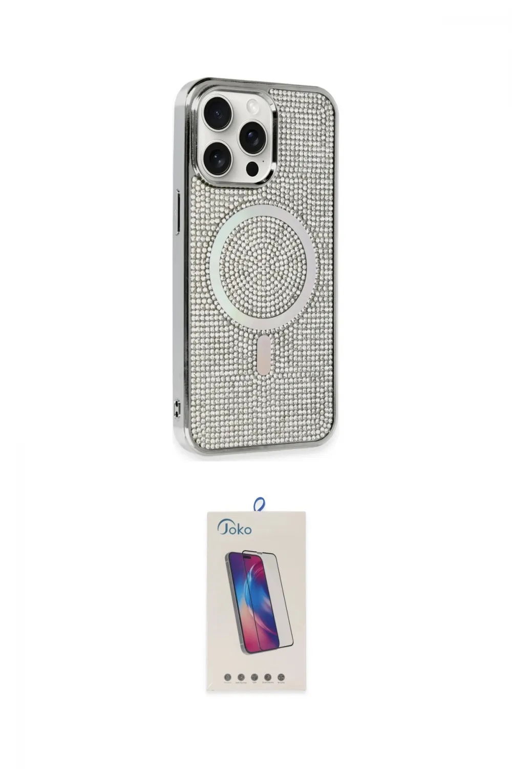 ieg™ iPhone 15 Pro Kılıf Eksen Çizgi - Siyah Joko 5D Cam