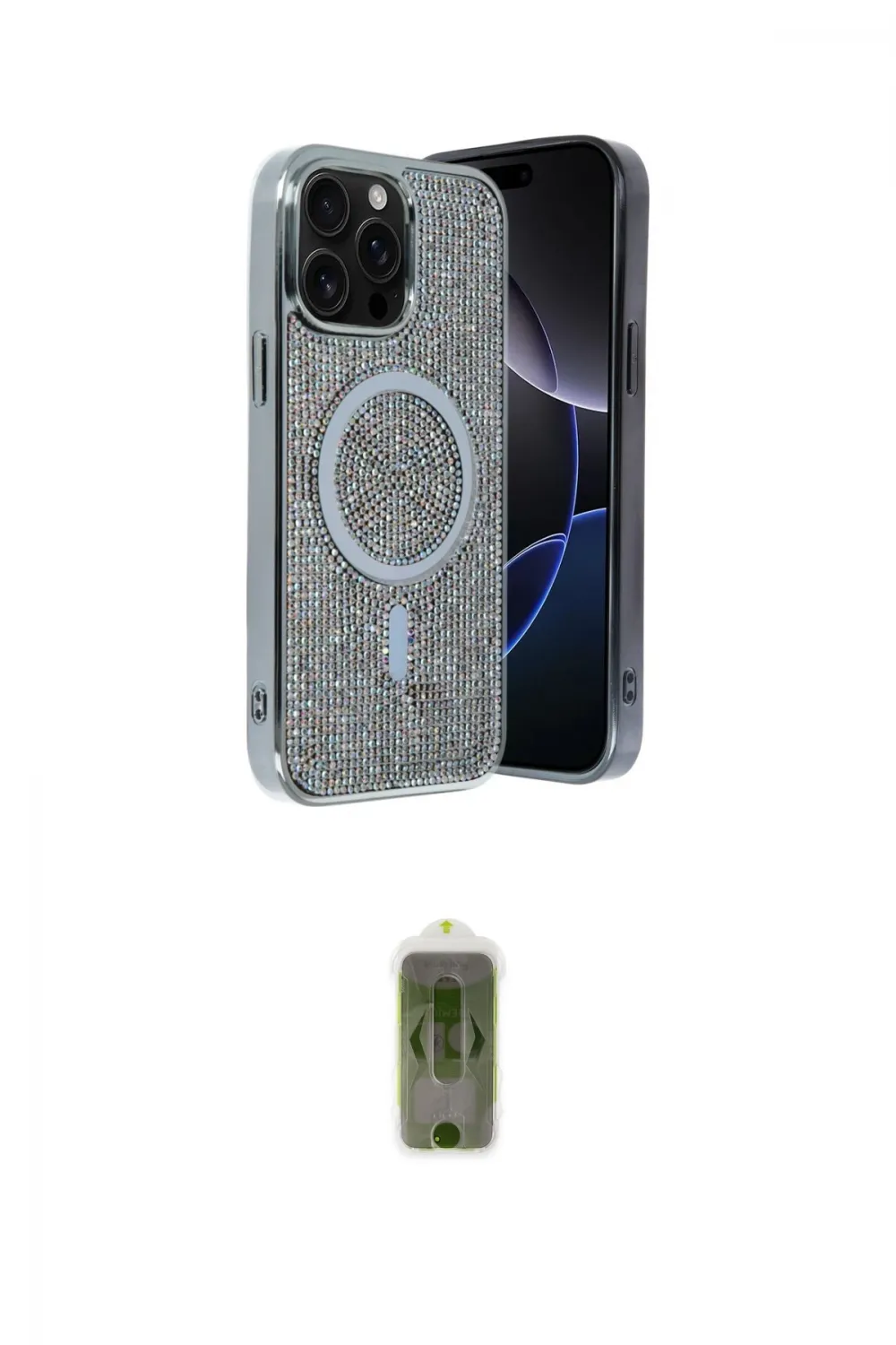 ieg™ iPhone 15 Pro Kılıf Eksen Çizgi - Siyah Joko Magic 5D Hayalet Cam