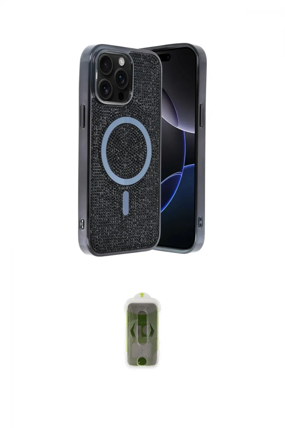 ieg™ iPhone 15 Pro Kılıf Eksen Çizgi - Siyah Joko Magic 5D Hayalet Cam