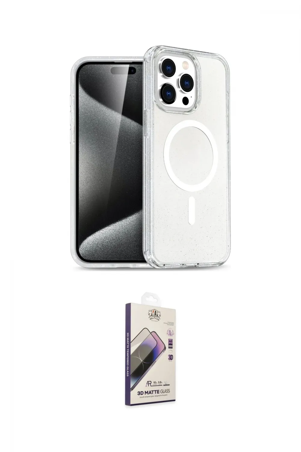 ieg™ iPhone 15 Pro Kılıf Eksen Doku Koleksiyonu - Siyah Bilvis 3D Mat Cam Ekran Koruyucu