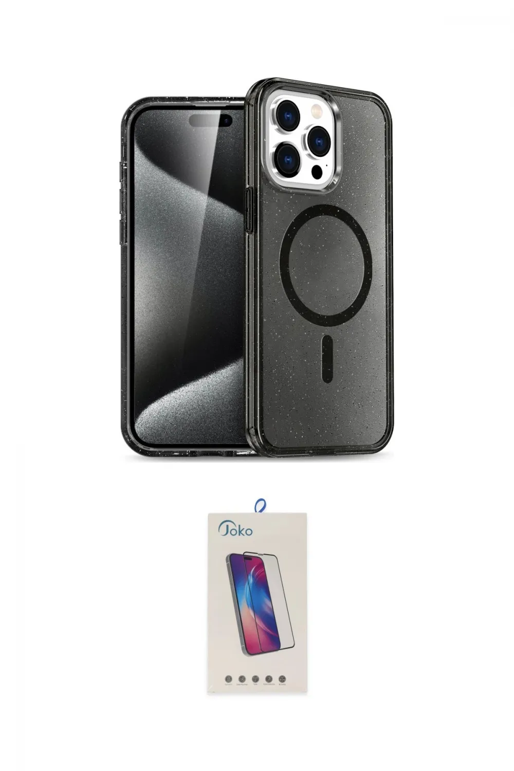 ieg™ iPhone 15 Pro Kılıf Eksen Doku Koleksiyonu - Siyah Joko 5D Cam
