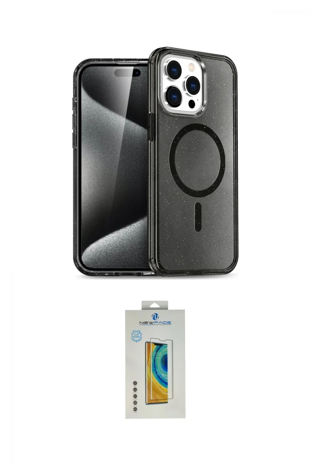ieg™ iPhone 15 Pro Kılıf Eksen Doku Koleksiyonu - Siyah Polymer Nano Ekran Koruyucu
