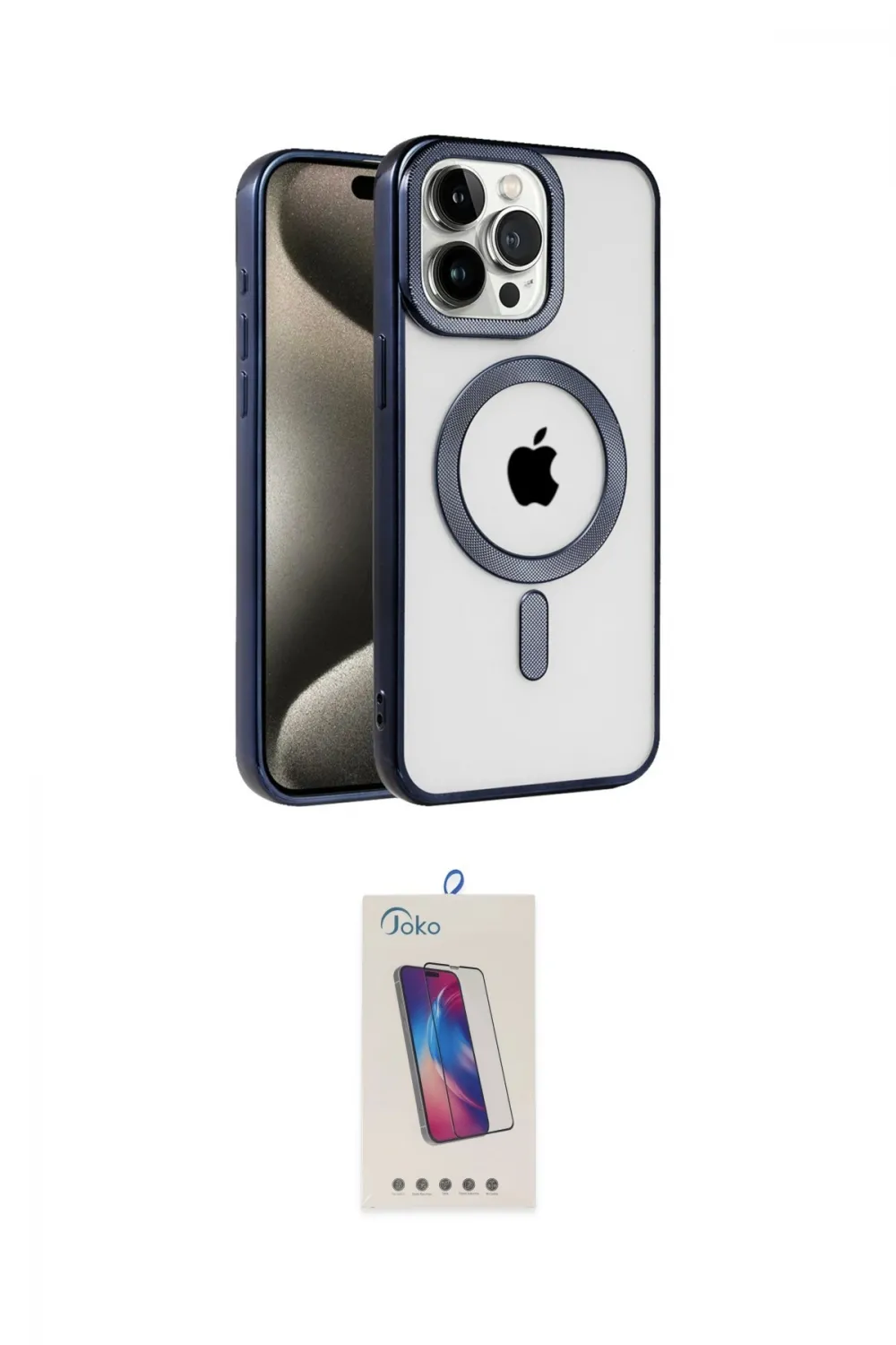 ieg™ iPhone 15 Pro Kılıf Eksen Form Koleksiyonu - Siyah Joko 5D Cam