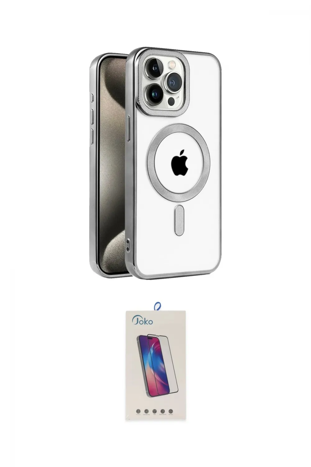 ieg™ iPhone 15 Pro Kılıf Eksen Form Koleksiyonu - Siyah Joko 5D Cam