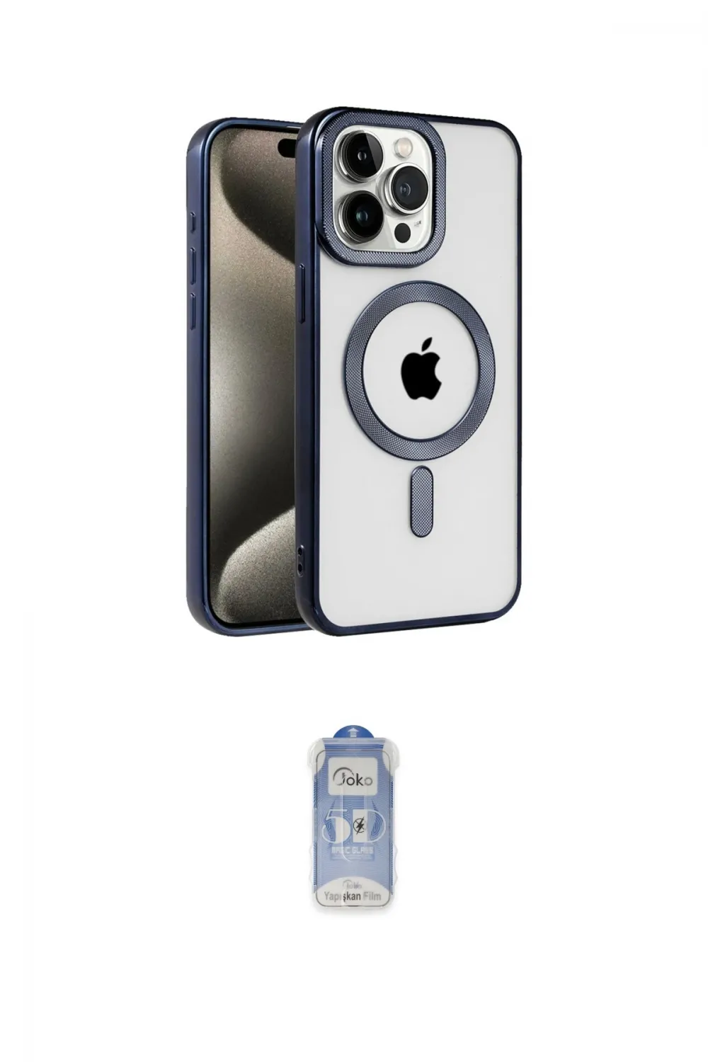 ieg™ iPhone 15 Pro Kılıf Eksen Form Koleksiyonu - Siyah Joko Magic 5D Cam