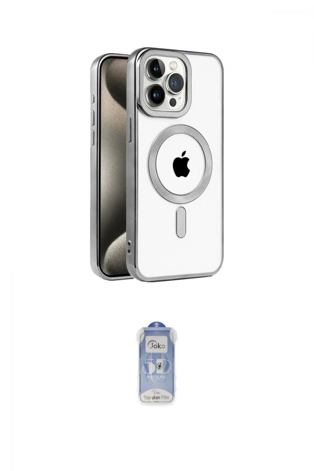 ieg™ iPhone 15 Pro Kılıf Eksen Form Koleksiyonu - Siyah Joko Magic 5D Cam