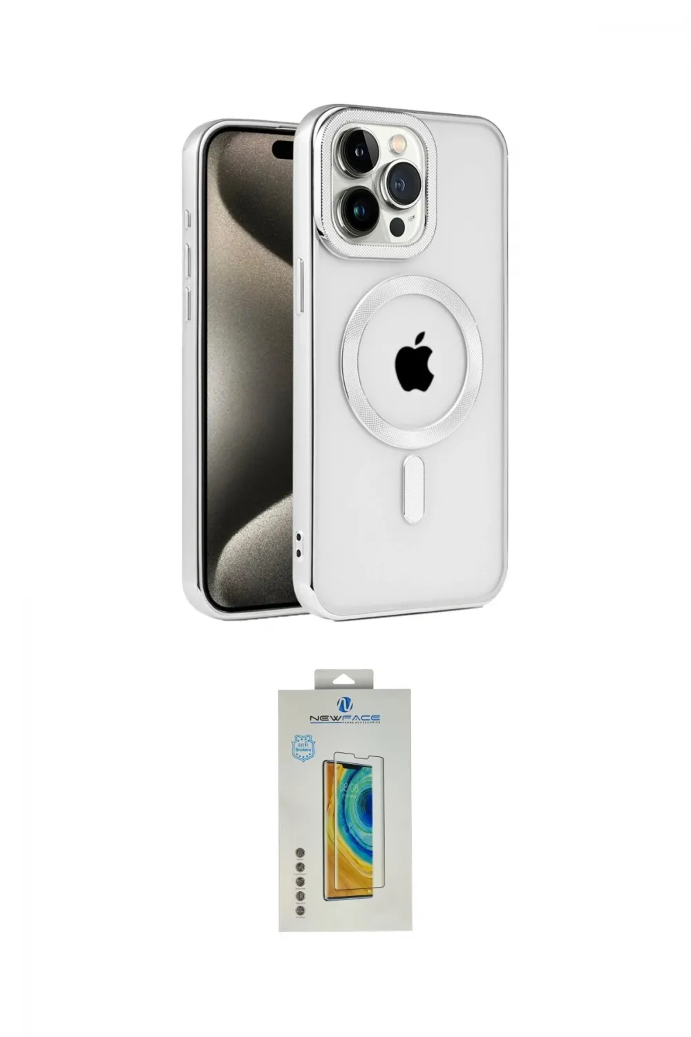 ieg™ iPhone 15 Pro Kılıf Eksen Form Koleksiyonu - Siyah Polymer Nano Ekran Koruyucu