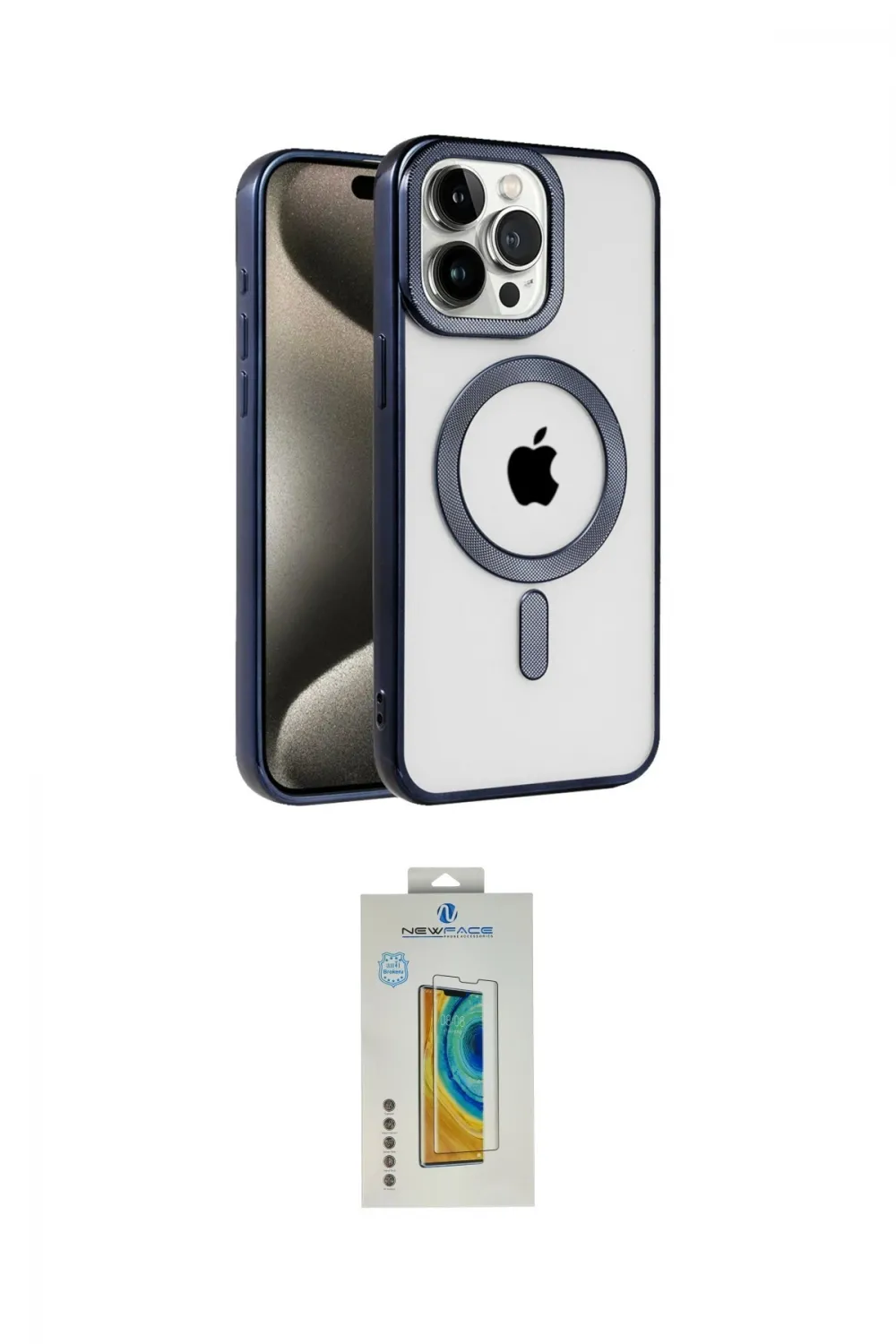 ieg™ iPhone 15 Pro Kılıf Eksen Form Koleksiyonu - Siyah Polymer Nano Ekran Koruyucu