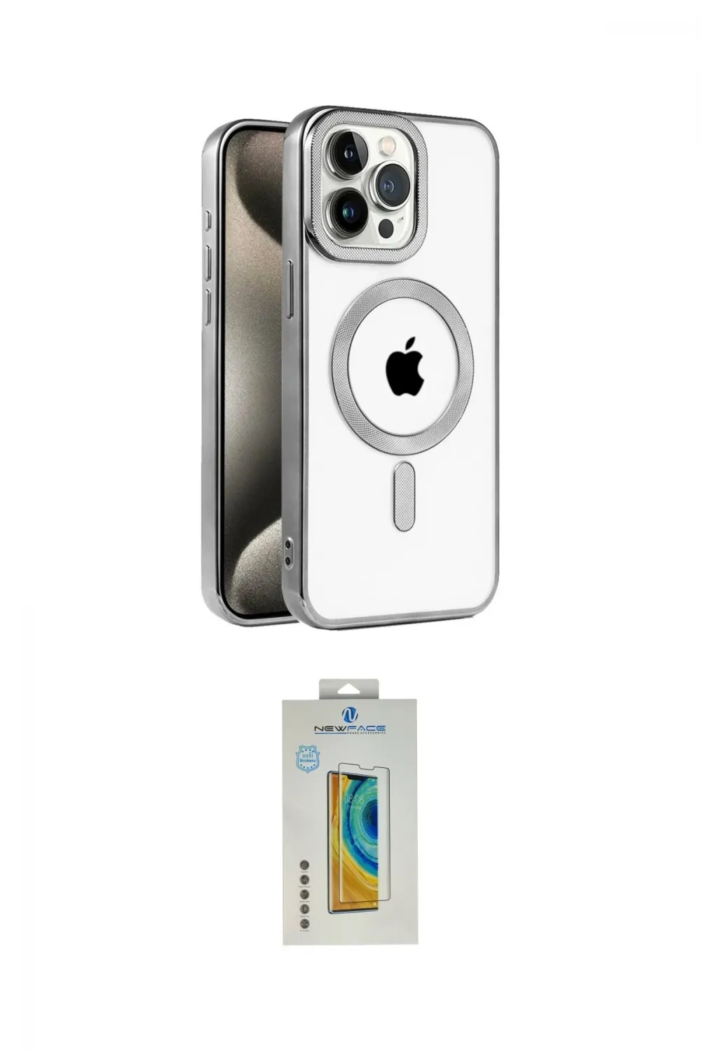 ieg™ iPhone 15 Pro Kılıf Eksen Form Koleksiyonu - Siyah Polymer Nano Ekran Koruyucu