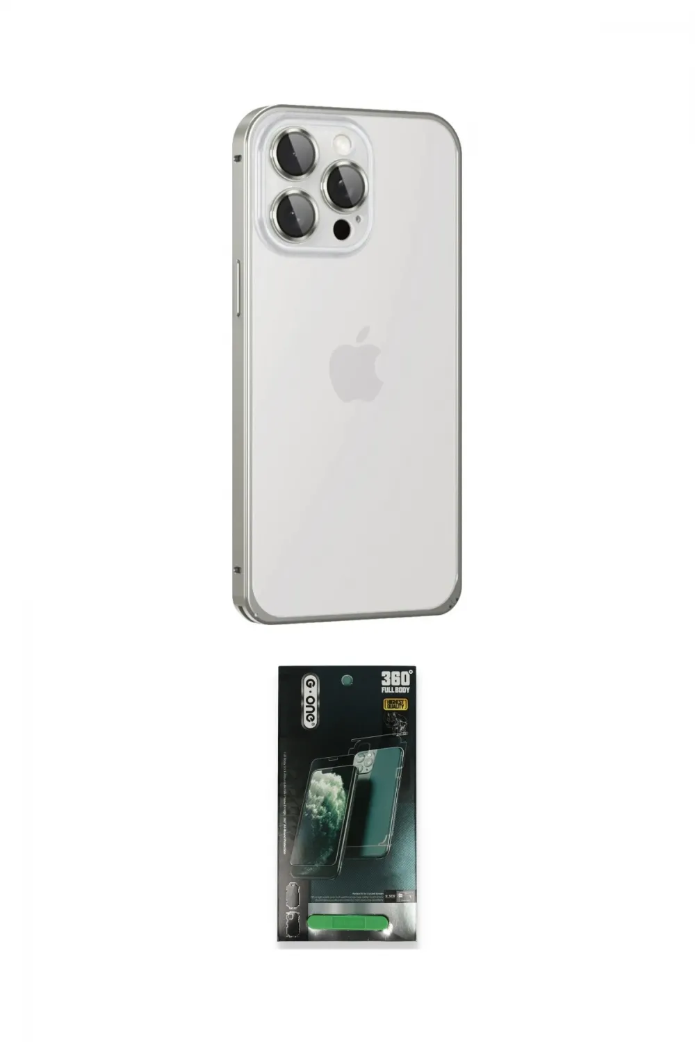ieg™ iPhone 15 Pro Kılıf Eksen Form Serisi - Şeffaf 360 Full Body Arka Koruyucu