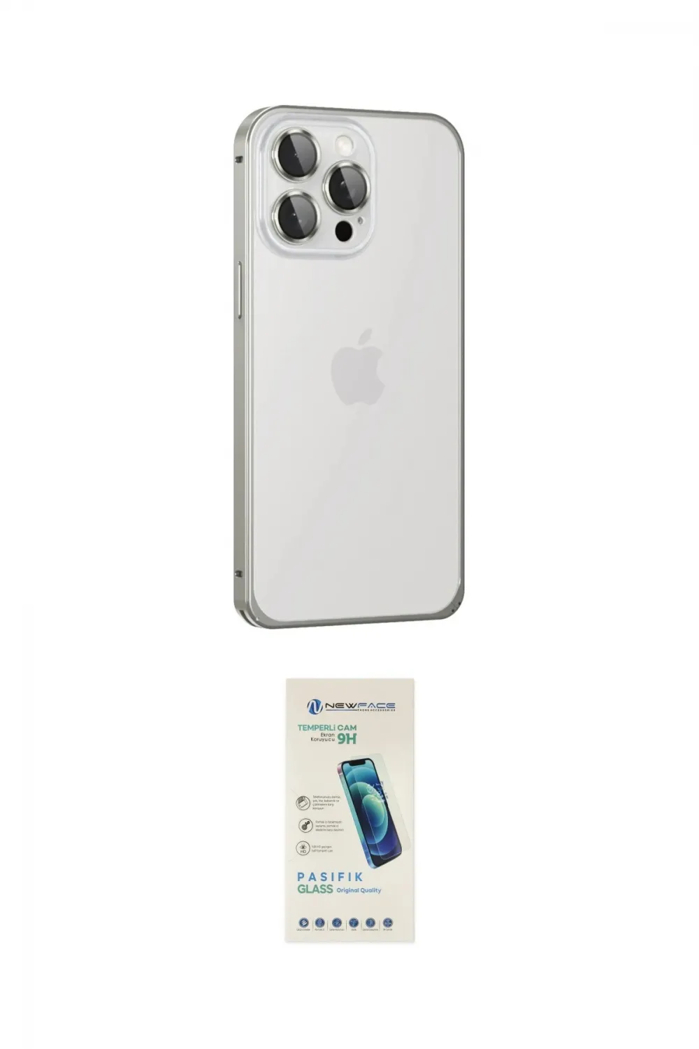 ieg™ iPhone 15 Pro Kılıf Eksen Form Serisi - Şeffaf Pasifik Cam Ekran Koruyucu