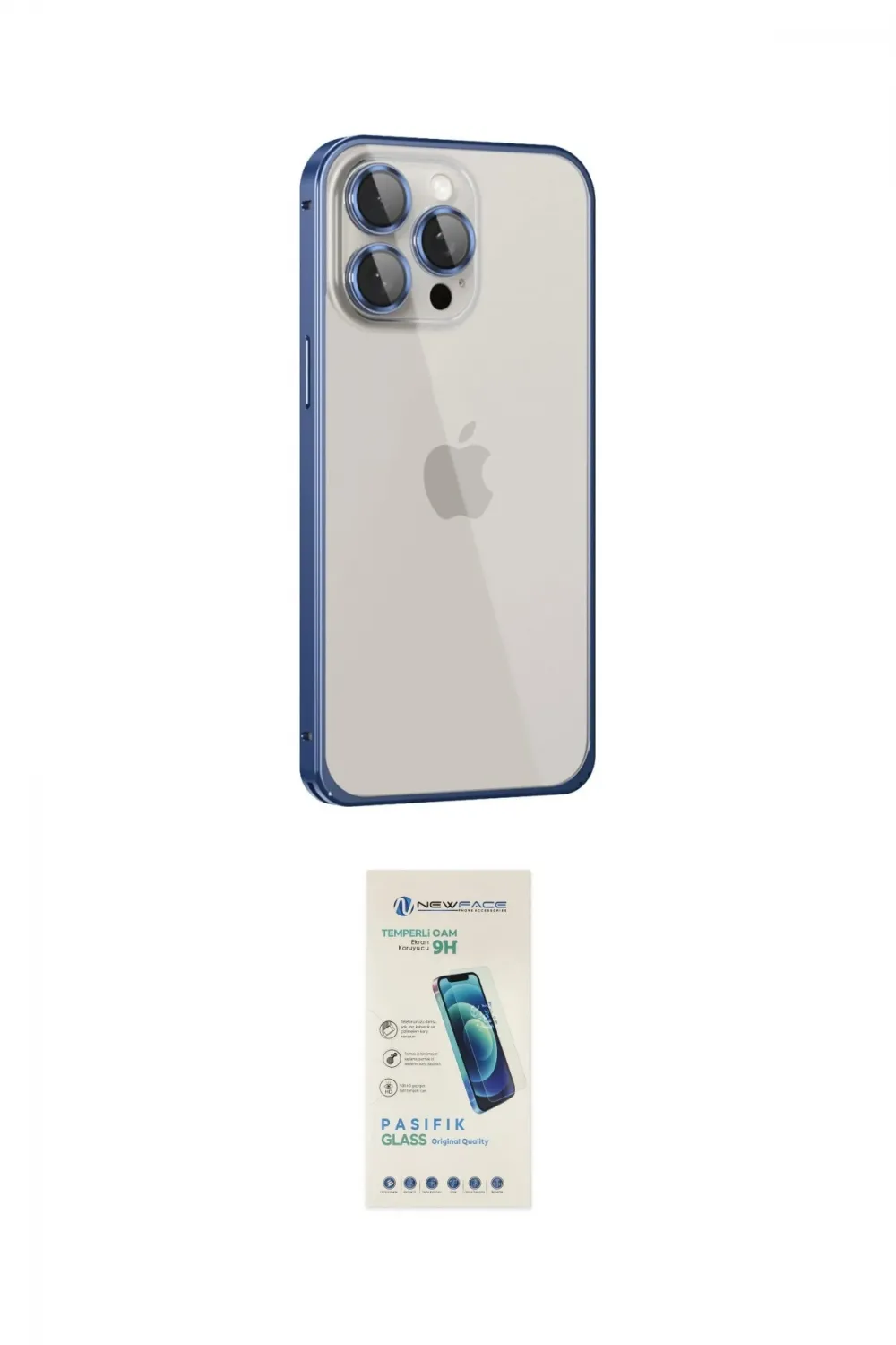 ieg™ iPhone 15 Pro Kılıf Eksen Form Serisi - Şeffaf Pasifik Cam Ekran Koruyucu