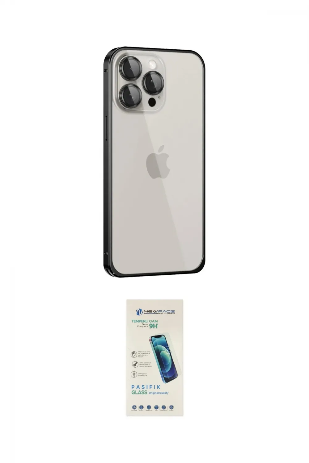 ieg™ iPhone 15 Pro Kılıf Eksen Form Serisi - Şeffaf Pasifik Cam Ekran Koruyucu