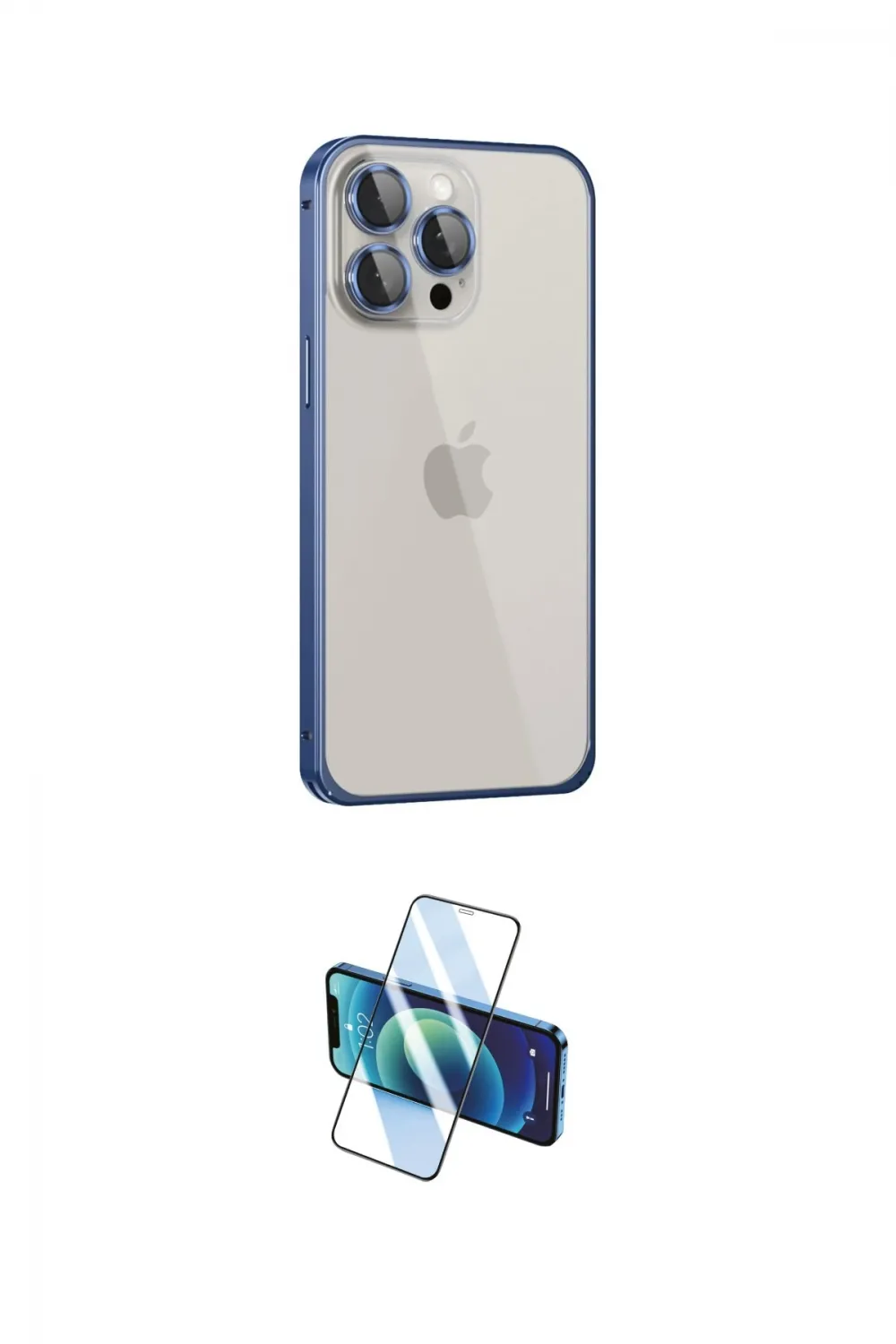 ieg™ iPhone 15 Pro Kılıf Eksen Form Serisi - Siyah 3D Antistatik Cam Ekran Koruyucu