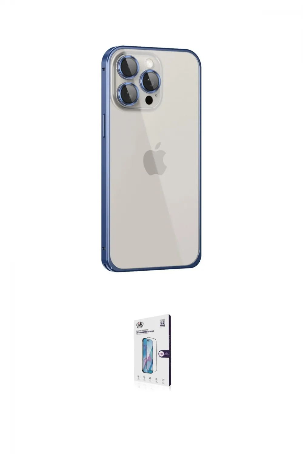 ieg™ iPhone 15 Pro Kılıf Eksen Form Serisi - Siyah Bilvis 0.18mm Plus Cam Ekran Koruyucu