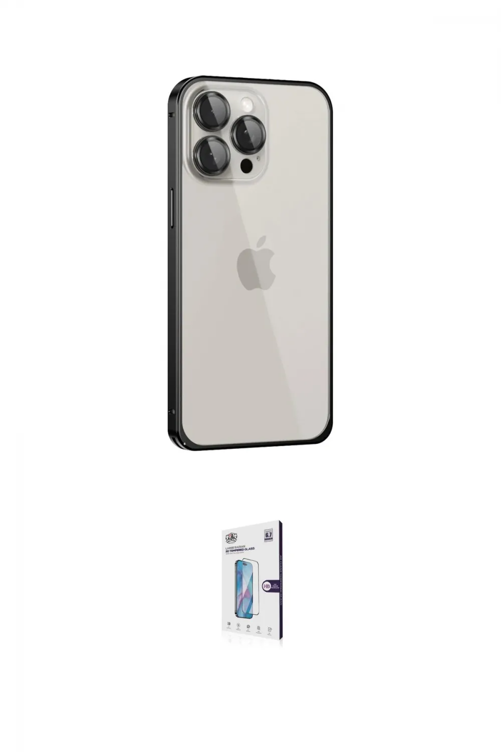 ieg™ iPhone 15 Pro Kılıf Eksen Form Serisi - Siyah Bilvis 0.18mm Plus Cam Ekran Koruyucu