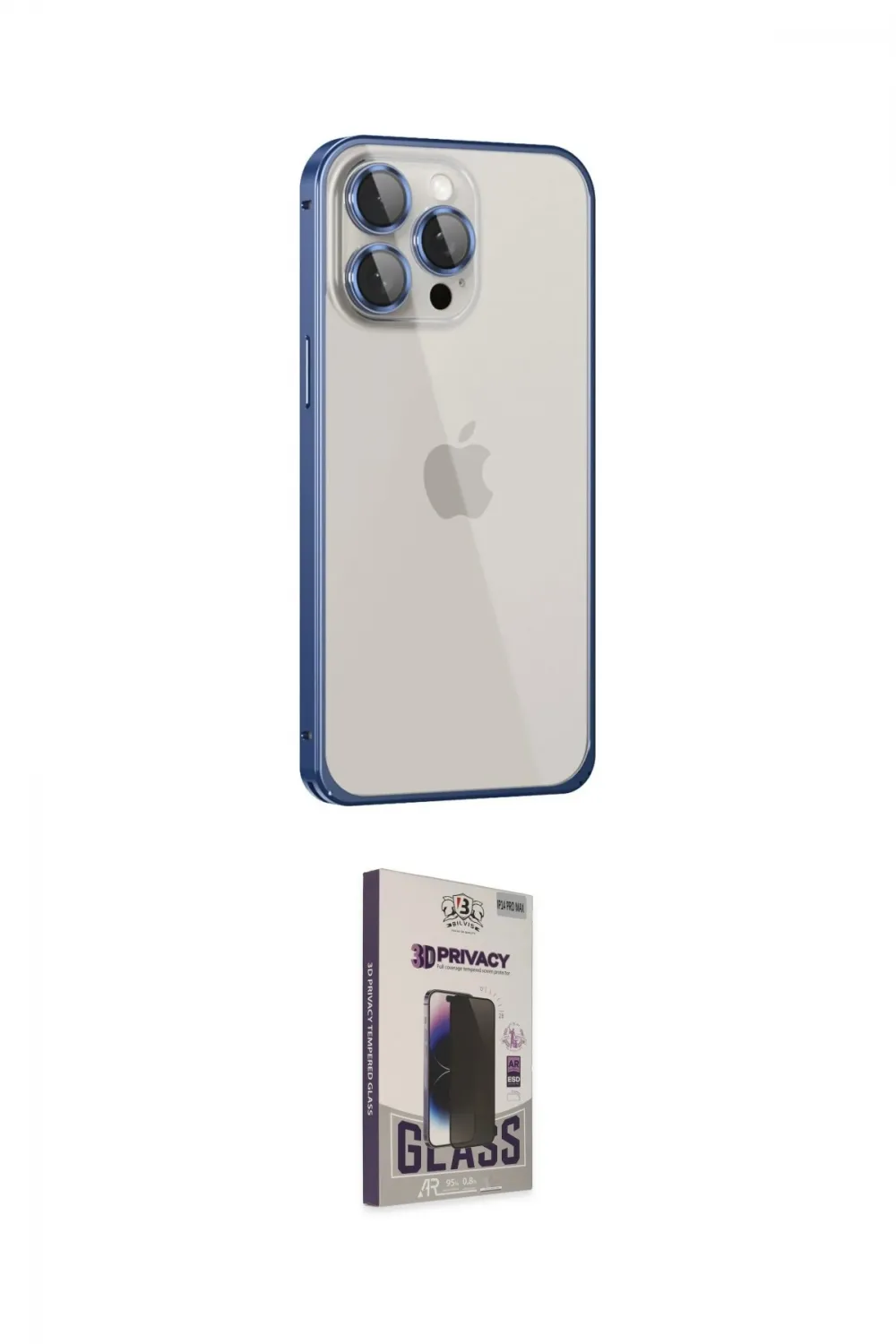 ieg™ iPhone 15 Pro Kılıf Eksen Form Serisi - Siyah Bilvis Hayalet Cam Ekran Koruyucu