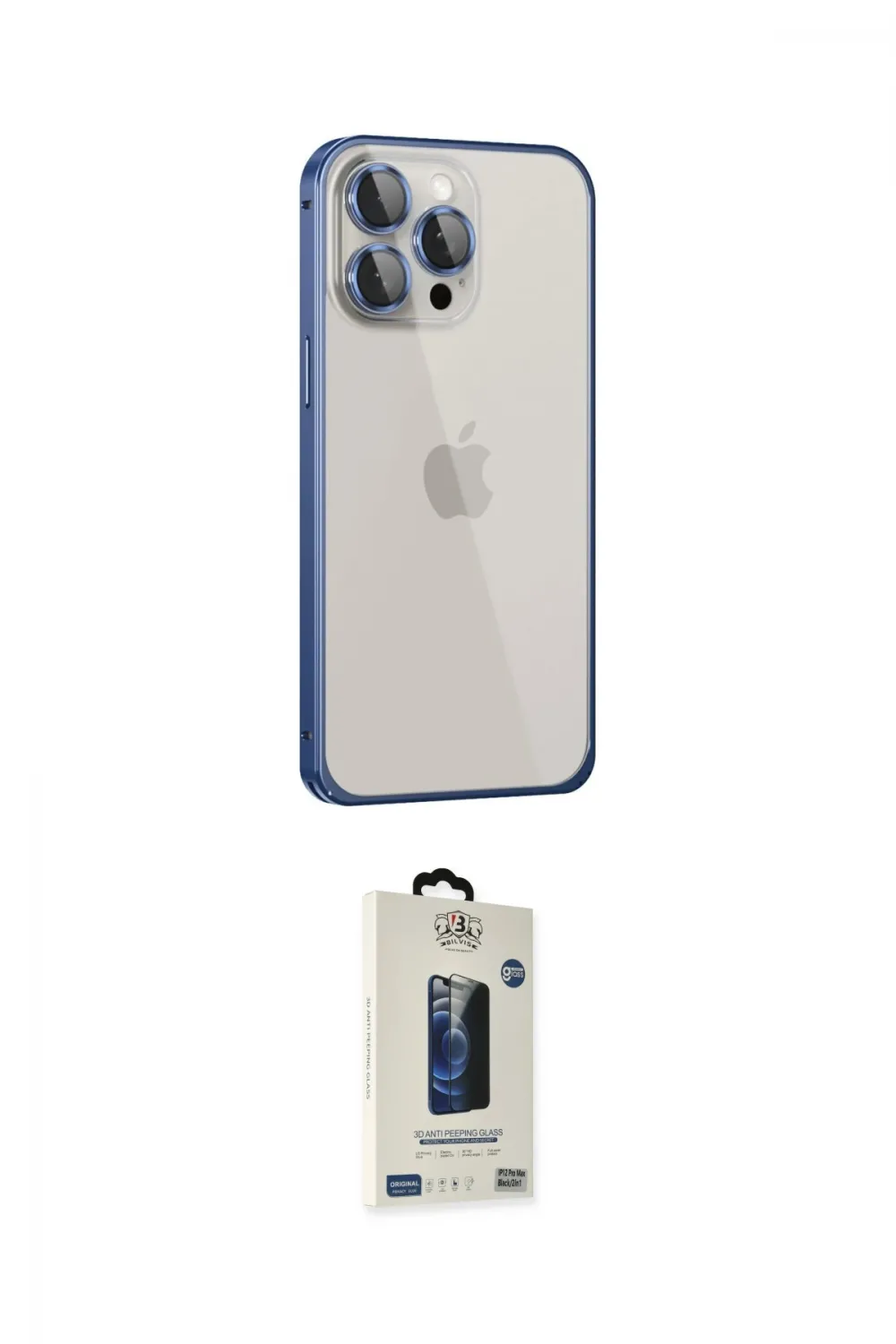 ieg™ iPhone 15 Pro Kılıf Eksen Form Serisi - Siyah Bilvis Hayalet Cam Ekran Koruyucu